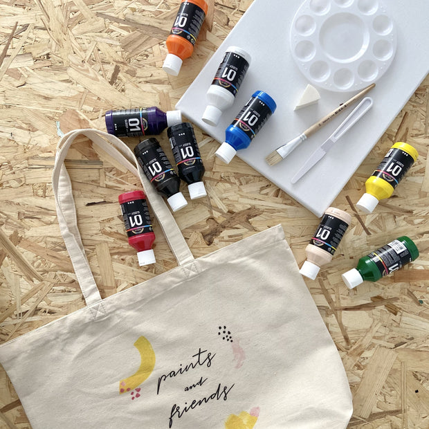 Art supplies set + canvas bag 